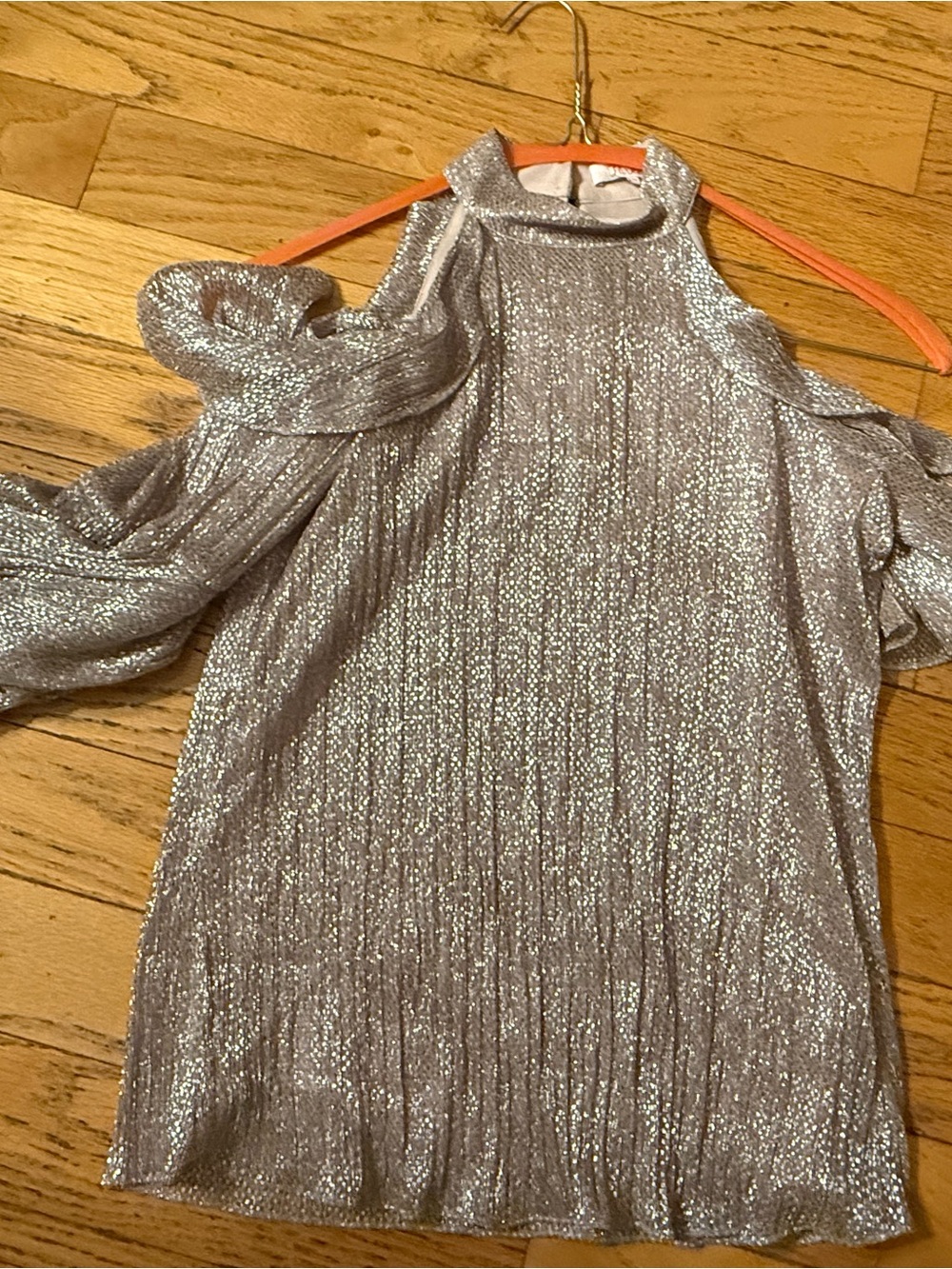 Parker size small-Silver/pink Sparkle Cold-Shoulder Dress/top